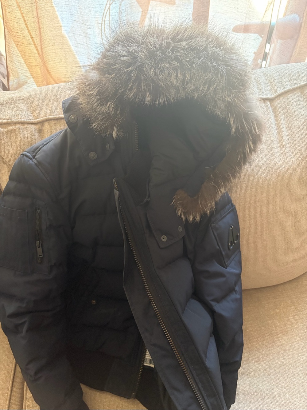 Moose Knuckles Black Jacket with Label Detail